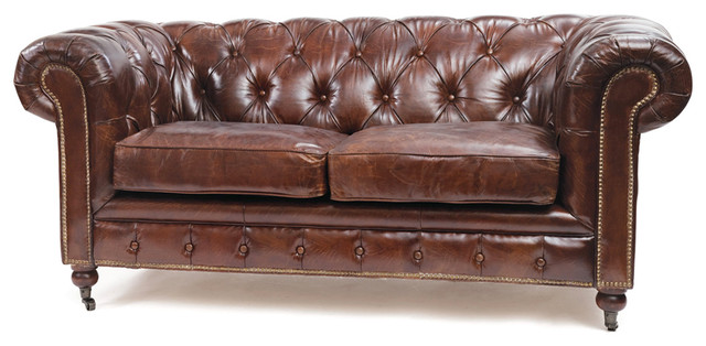 London Vintage Top Grain Leather Chesterfield Sofa Traditional London Vintage Top Grain Leather Chesterfield Sofa
