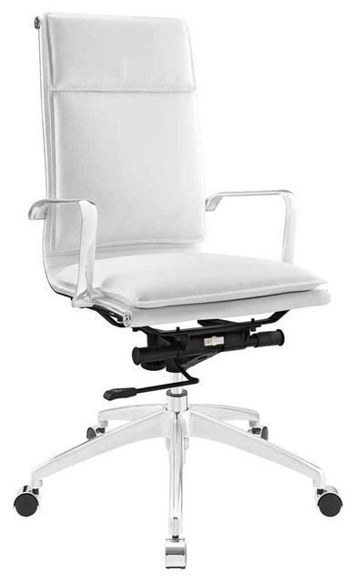 Modern Urban Contemporary Highback Office Chair, White Faux Leather ...