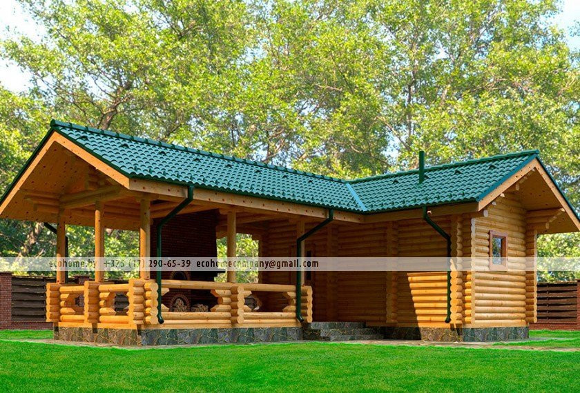 Проект бани из оцилиндрованного бревна B-40