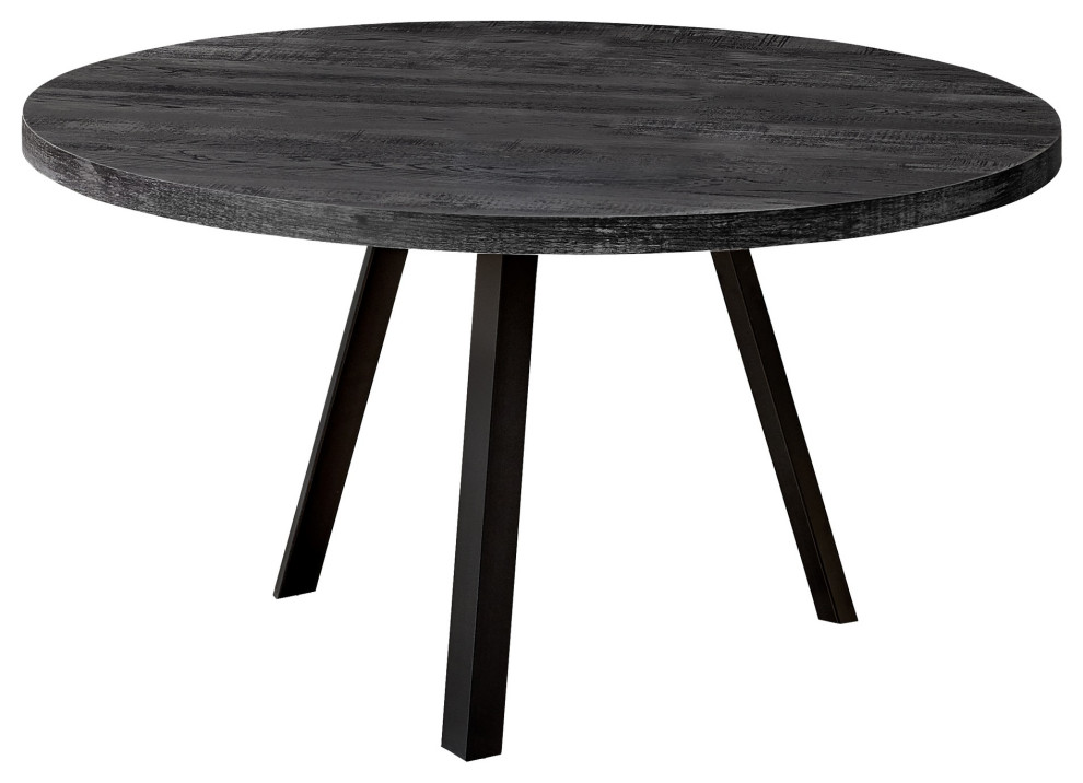 Coffee Table, 36"Dia/ Black Reclaimed Wood / Black Metal Industrial