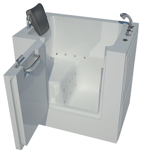 31 x 40 White Walkin Bathtub with Whirlpool Jetted & Air Therapy Jets
