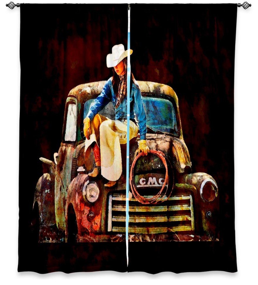 Window Curtains Lined by Lisa K Stokes - Old School Cowgirl