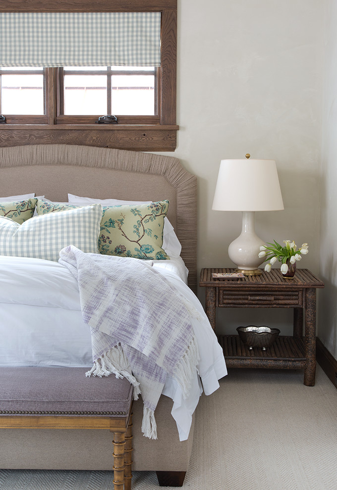 Design ideas for a country bedroom in Dallas.