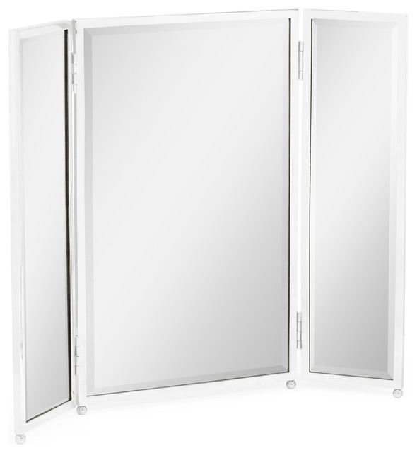 Triple Stainless Steel Dressing Table Mirror Transitional Wall