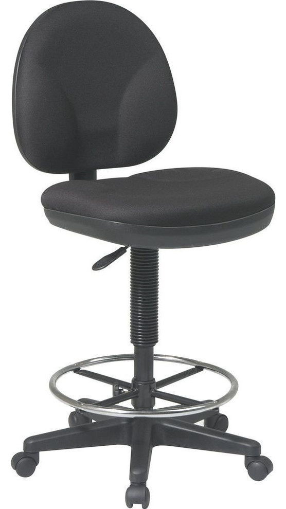 Sculptured Seat and Back Drafting Chair in Black Fabric