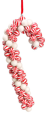 Silk Plants Direct Peppermint Candy Cane Ornament, Pack of 6