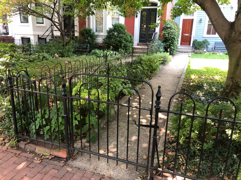 Foto di un giardino classico davanti casa con recinzione in metallo
