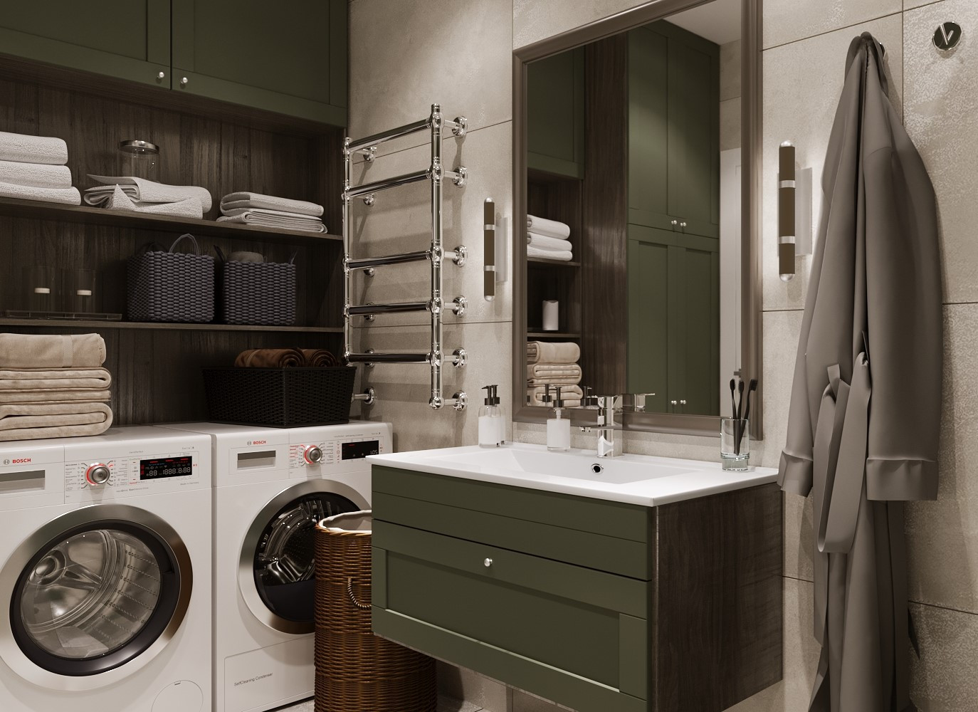 Ванная комната с постирочной