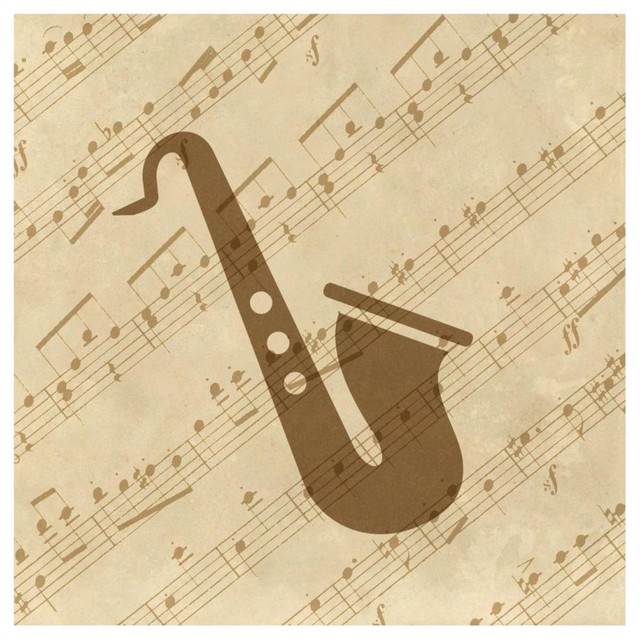 "Music Saxophone" Digital Paper Print by BG.Studio, 20"x20", 32"x32