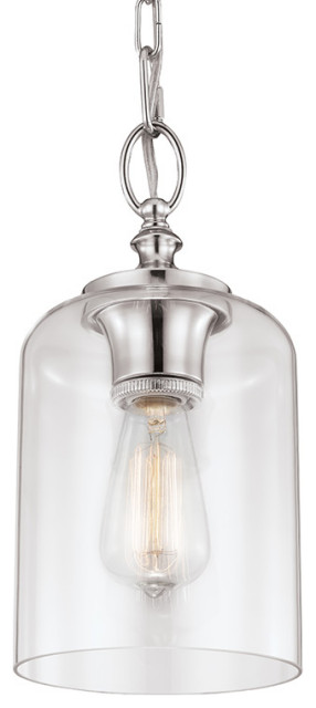 Murray Feiss P1310PN Hounslow Clear Glass Mini Pendant, Polished Nickel
