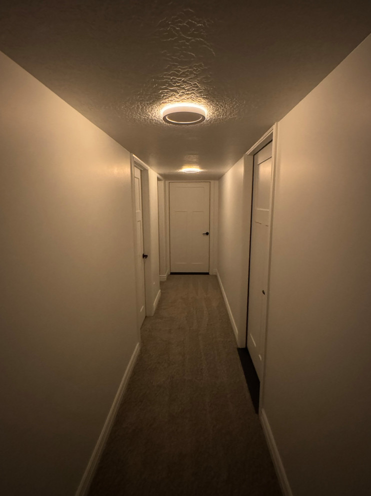 Long hallway showing off new halo lights.