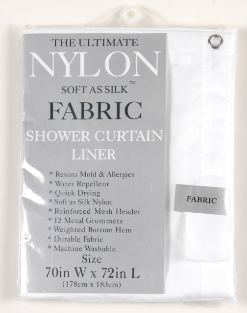 Nylon Fabric Shower Curtain Liner in White, Size 70"x84"