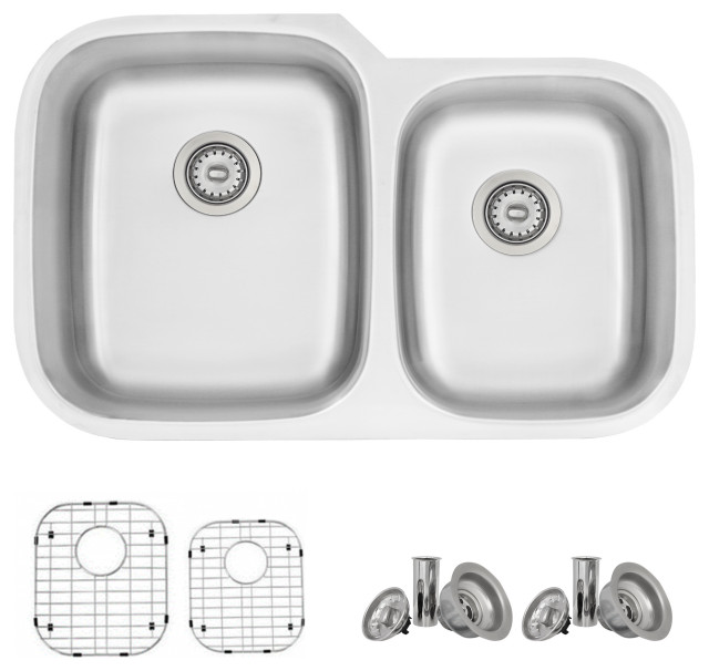 32"L x 20.75"W Stainless Steel Double Basin Dual Mount Kitchen Sink