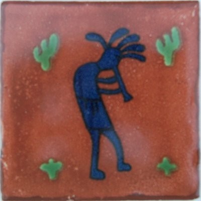 4.2x4.2 9 pcs Kokopelli Talavera Mexican Tile