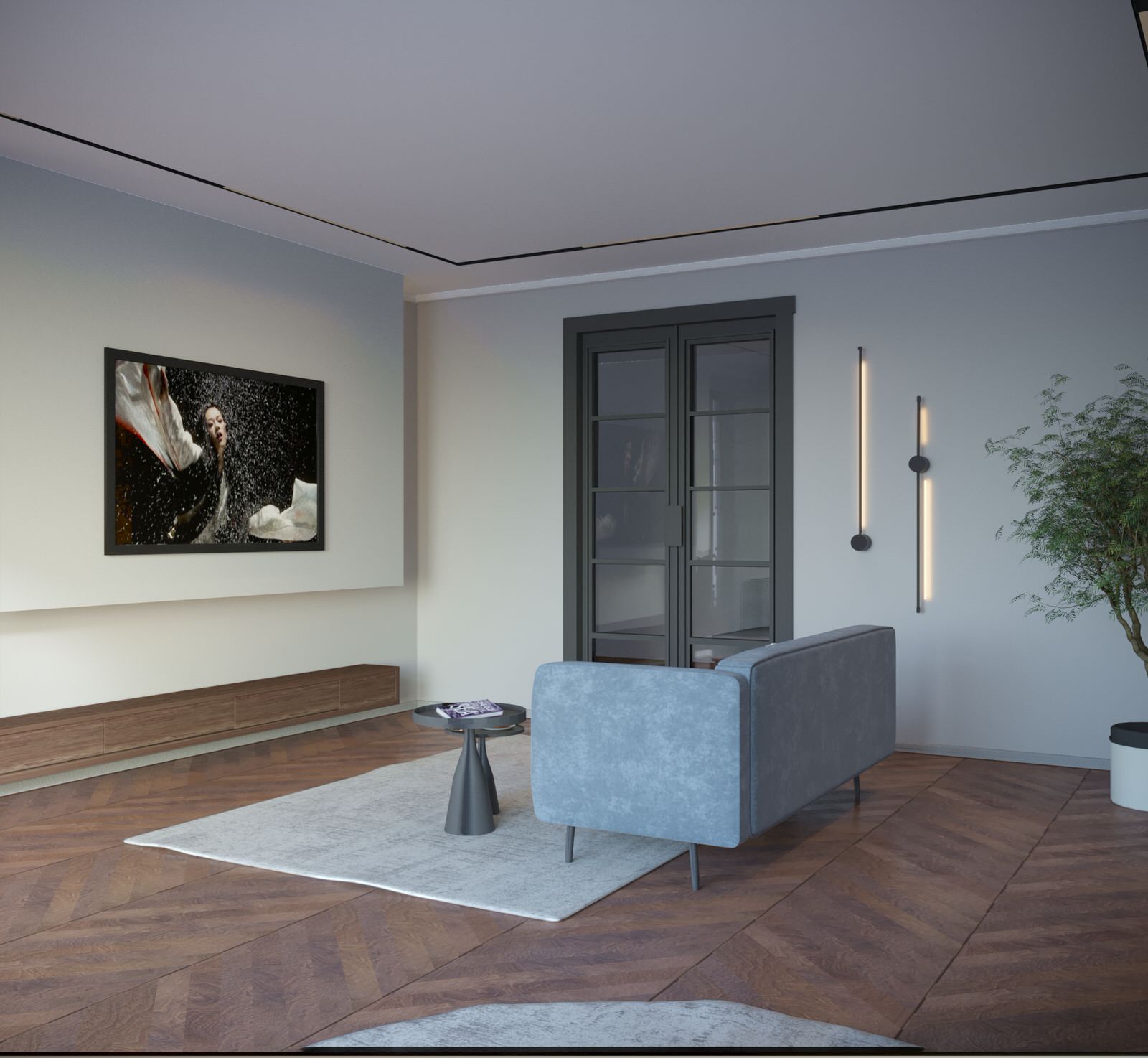 Визуализации и моделинг гостинной для квартиры в Москве