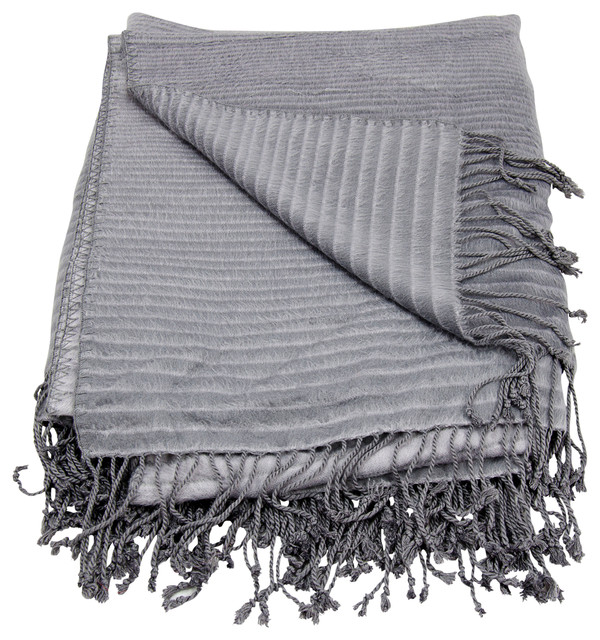 Mina Victory Throw Progression Stripe Throw Steel Gray Throw Blanket, 50"x70"