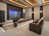 Transitional Home Theater by Arjay Builders Inc.