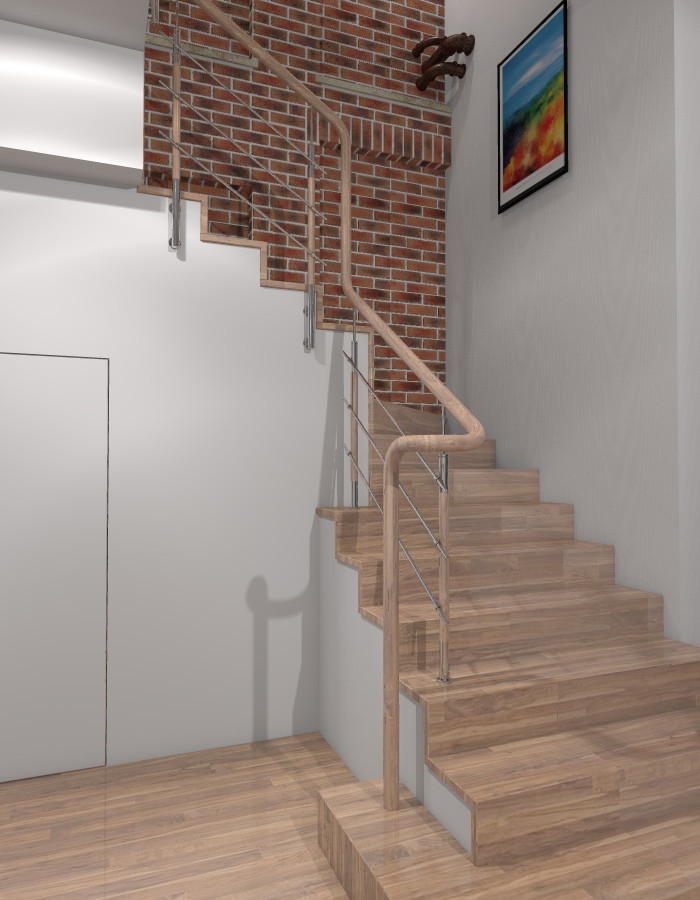 Отделка бетонной лестницы с нержавейкой