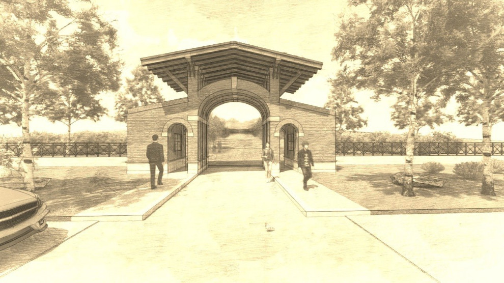 Entrance in small hotel complex