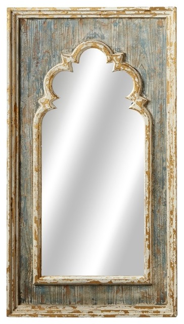 Blue Wall Mirror arch wall mirror with gold brush, distressed blue - farmhouse Blue Wall Mirror arch wall mirror with gold brush, distressed blue - farmhouse