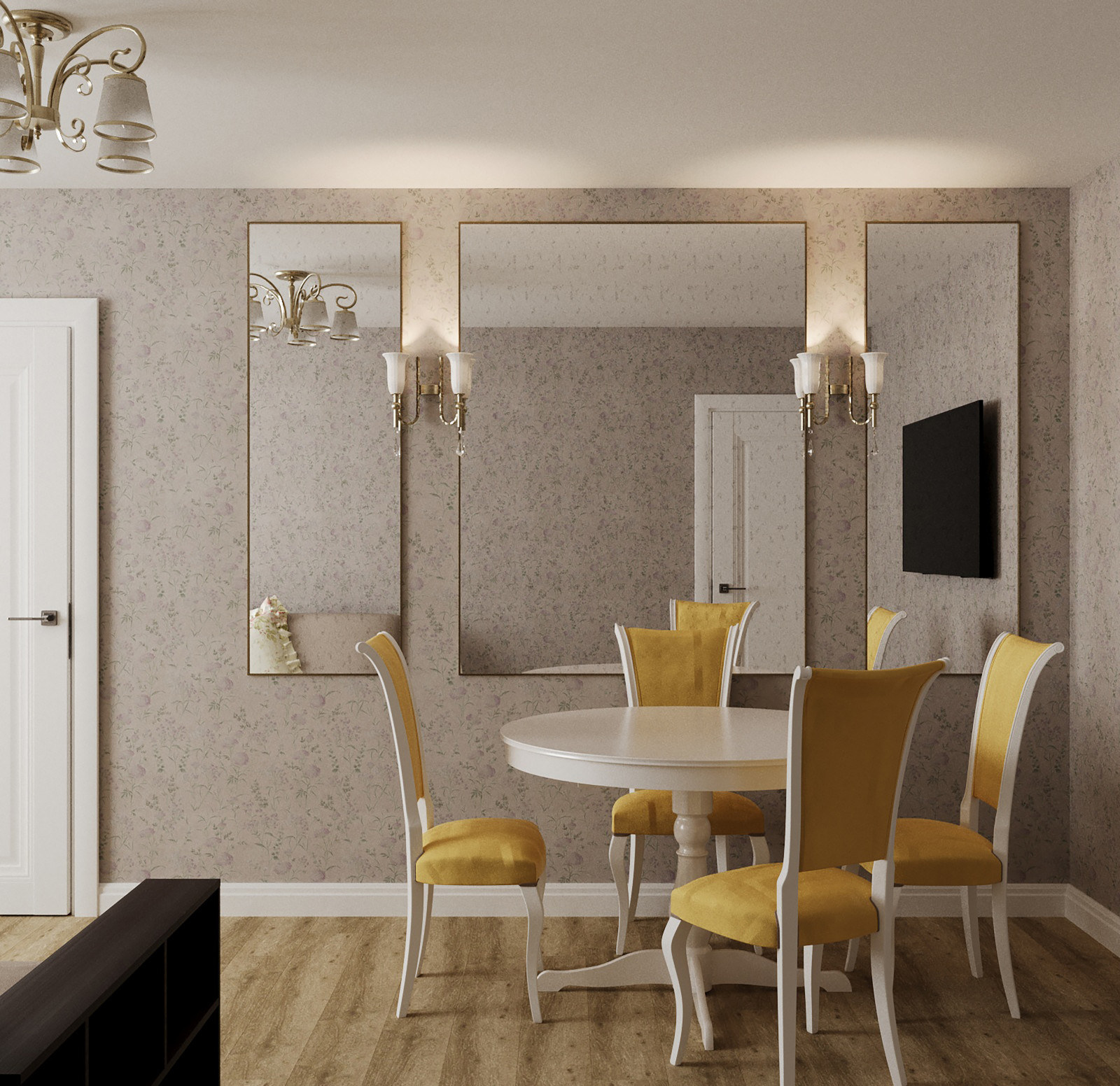 Зона столовой с бра