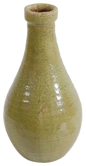 Ceramic Vases Green, Set of 2, 11.5"