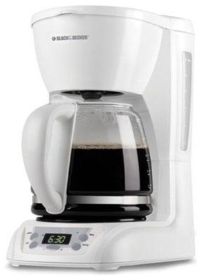 Black Decker 12-Cup Programmable Coffee Maker Glass Crf White