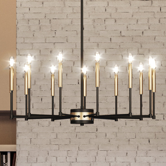 Luxury Lux Industrial Chandelier, Matte Black & Satin Brass, UEX2200 ...