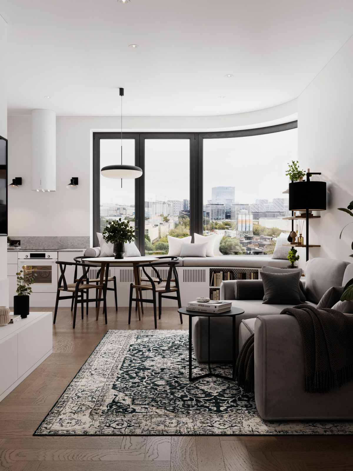 Светлый интерьер с цветовыми акцентами в ЖК Level Стрешнево