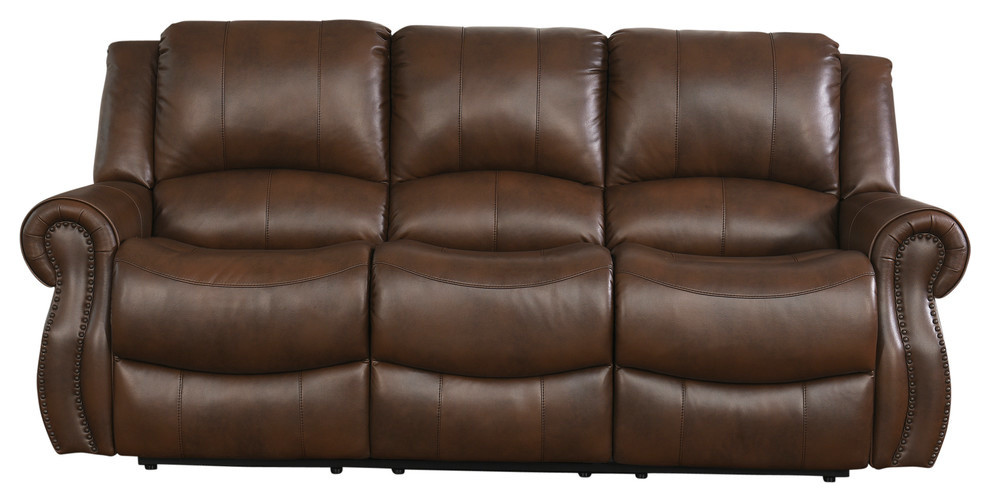 Abbyson Living Calabasas Mesa Reclining Leather Sofa ...