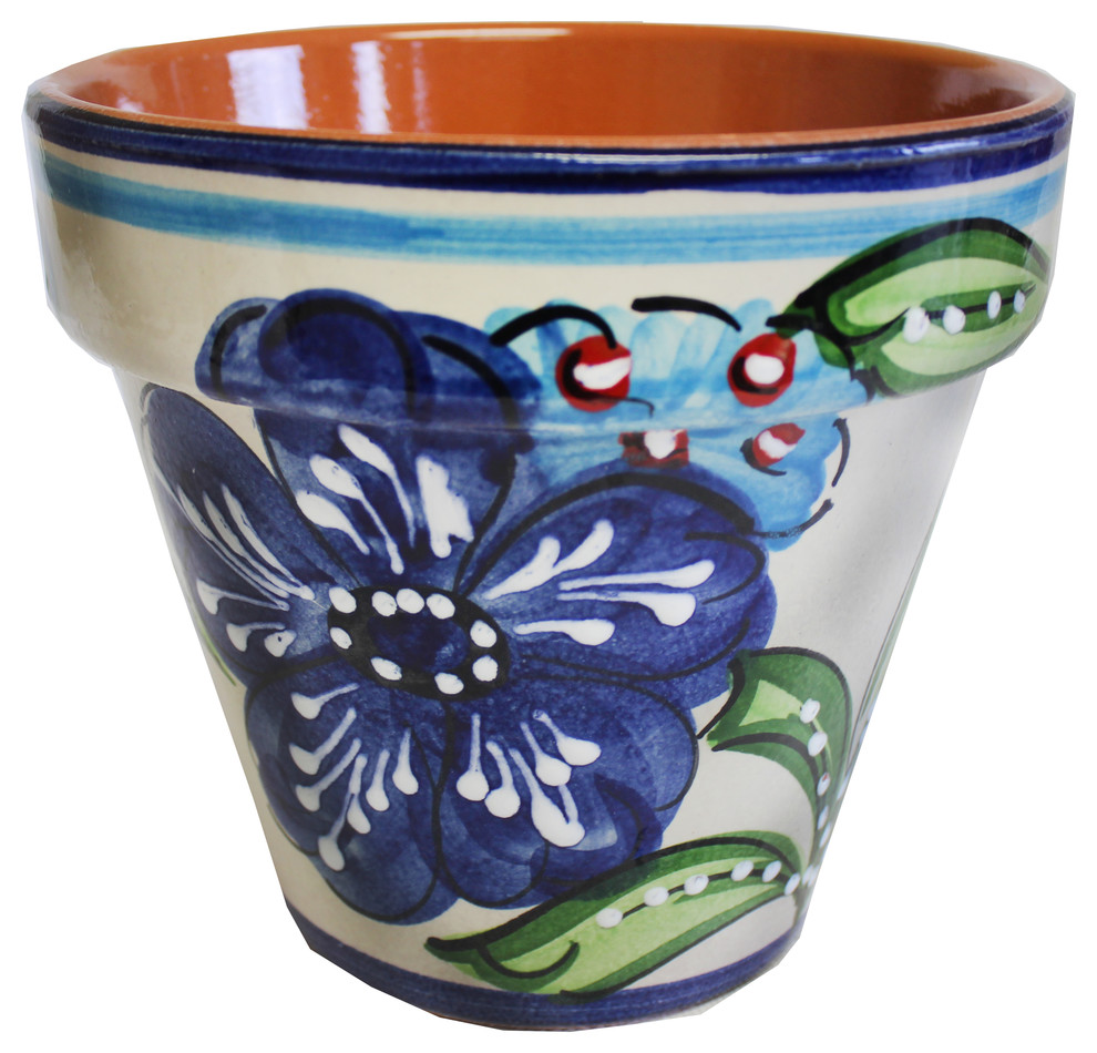 Spanish Flower Pot 14.5"D - Mediterranean - Outdoor Pots And Planters