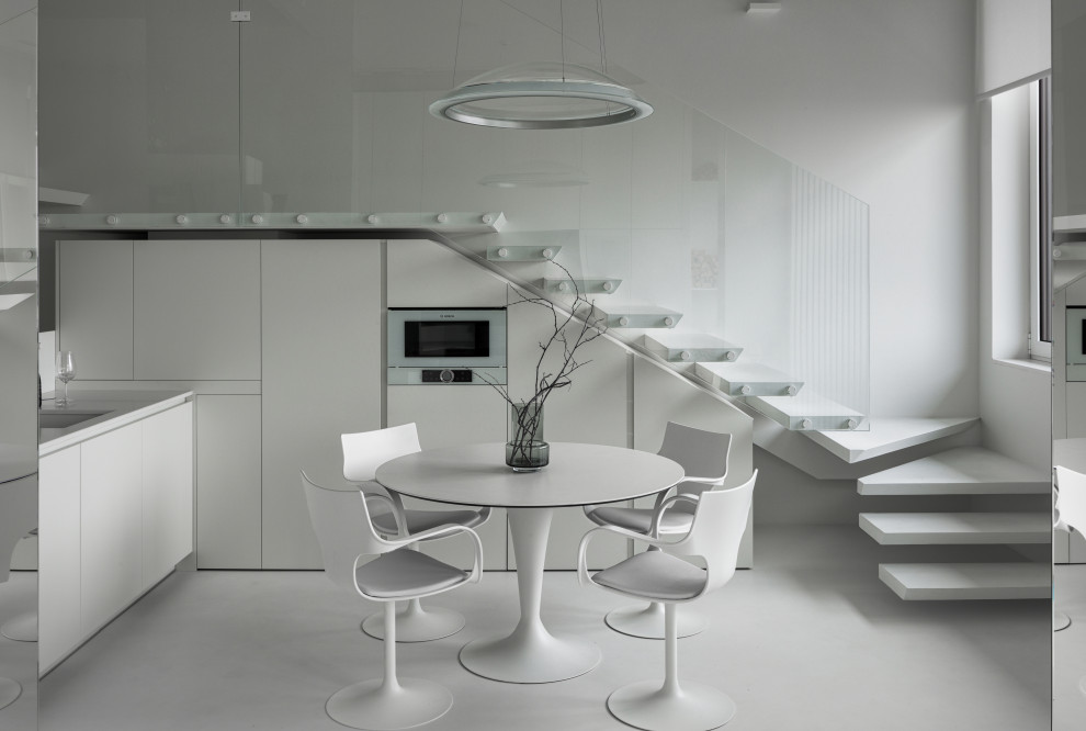 Stylish monochromatic white penthouse