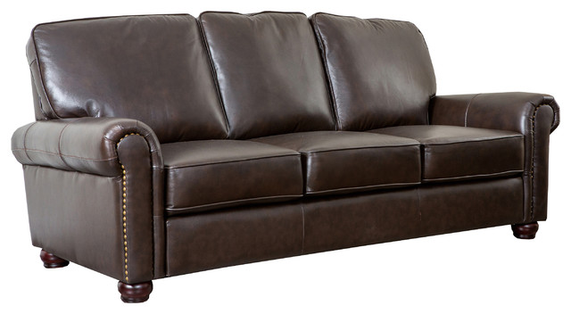 abbyson living manhattan top-grain leather reclining sofa