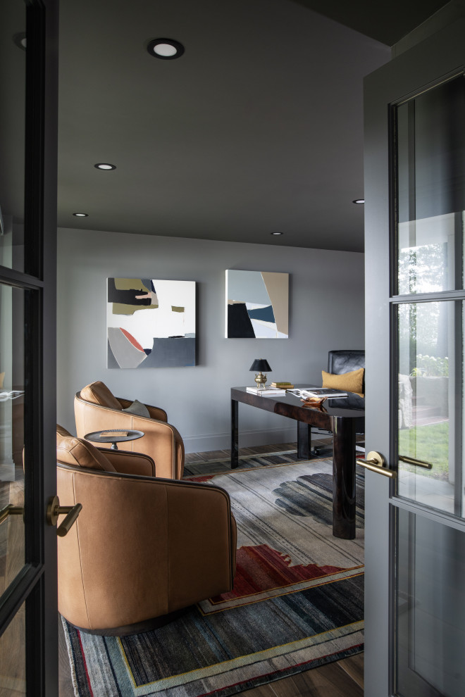 Inspiration for a transitional home office remodel in Other