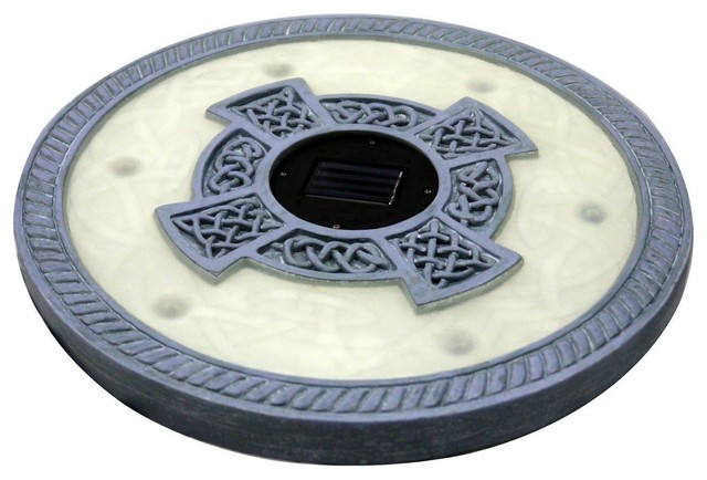 Homebrite Solar Led Round Stepping Stones Oyster Grey Set Of 3 Homebrite Solar Led Round Stepping