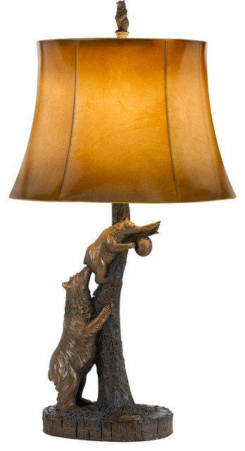 Table Lamp 1 Light Fixture With Antique Bronze Resin Material A19 16 150w Rustic Table Lamps By Rlalighting