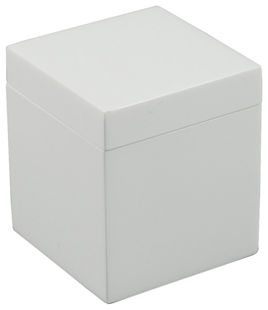 White Lacquer Bathroom Accessories, Canister Transitional Bathroom