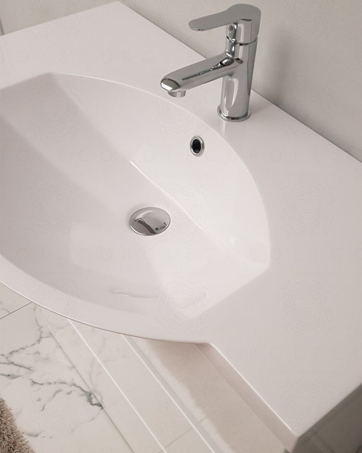 Lavabo Da Parete Bianco 28x28cm - Mini Lavabo Angolare In Resina Per Bagni Piccoli E Guardaroba | Con Rubinetto E Tubo Di Scarico - Foto 3