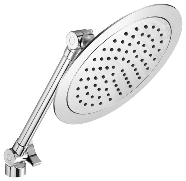 8" Round Rainfall Shower Head with 12" Adjustable Extension Arm, Chrome Contemporary