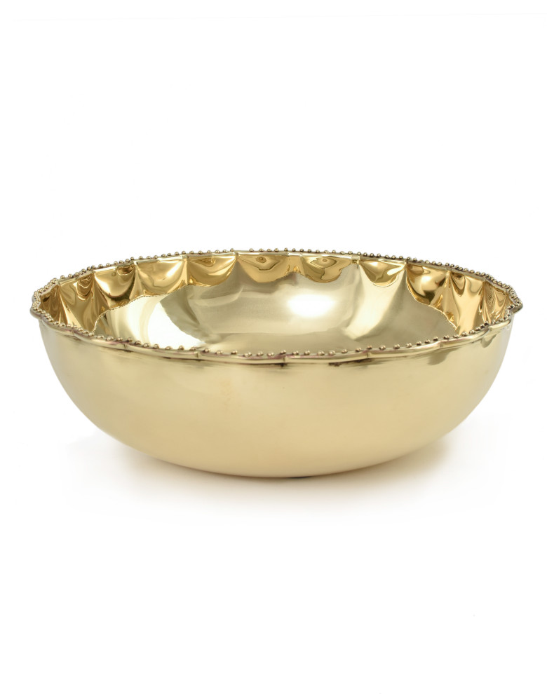 Serene Spaces Living Large Gold Brass Polished Bowl Contemporary