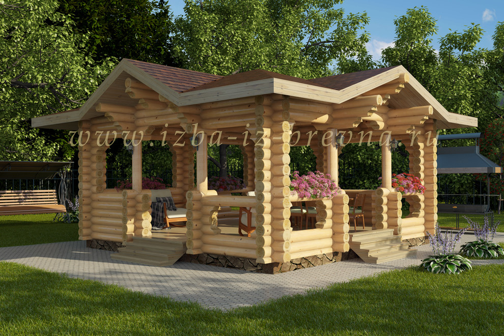Проекты беседок из оцилиндрованного бревна