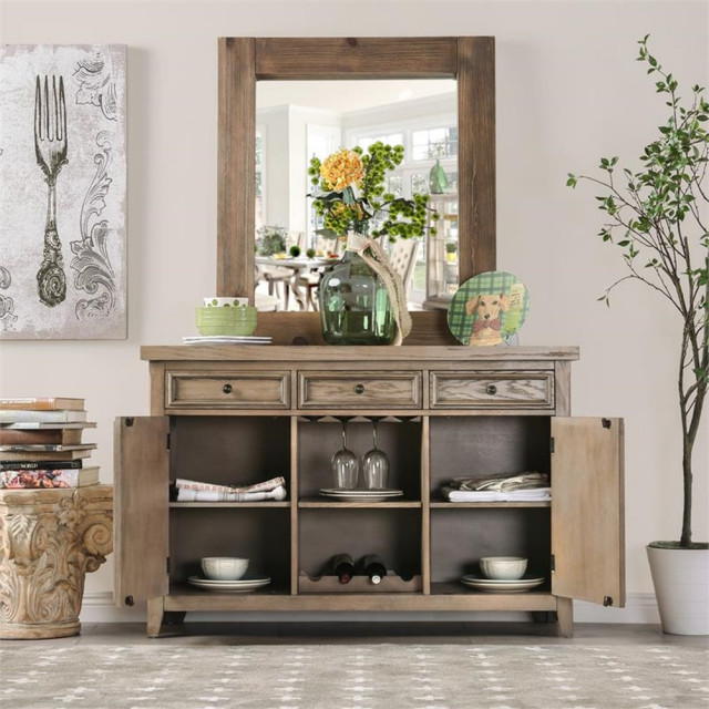 Reproduction Rustic Server Furniture of America Aggate Rustic Solid Wood Server in Rustic Natural ...