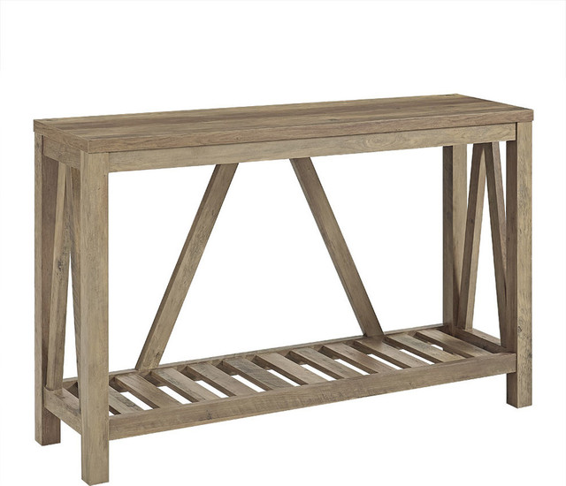 52" AFrame Rustic Entry Console Table, Rustic Oak Farmhouse