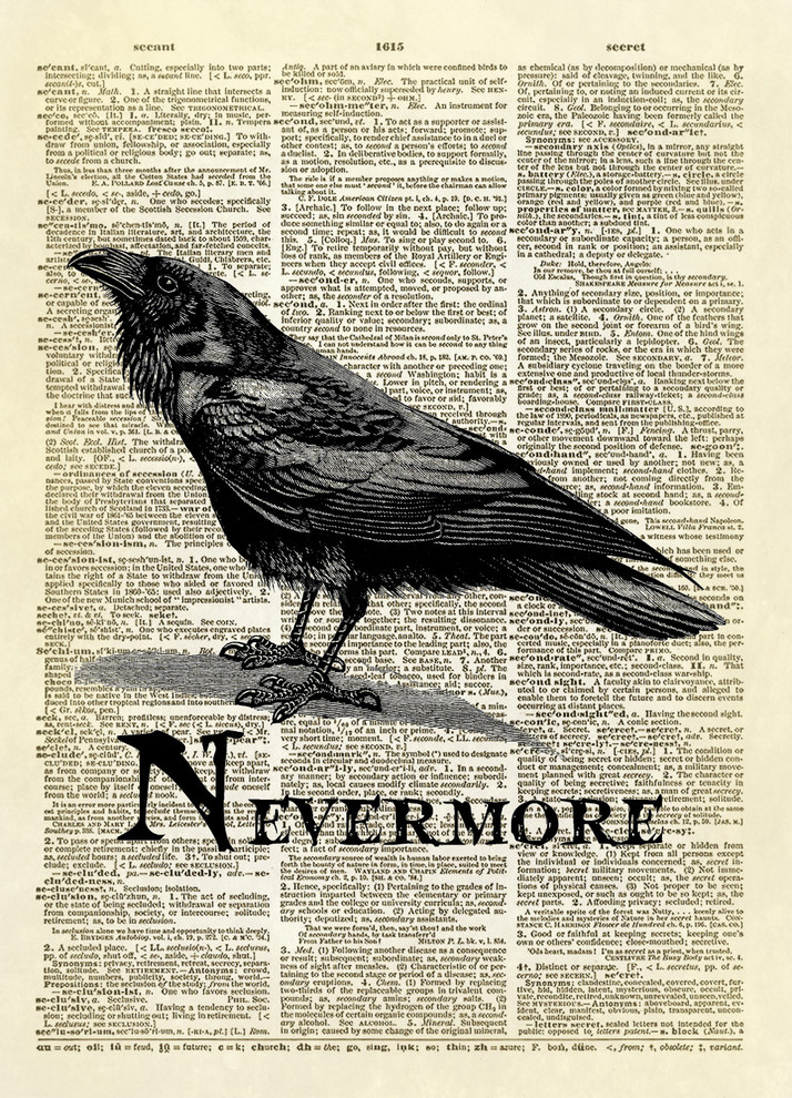 Vintage Dictionary Page Art Print 423D ORIGINAL-The Raven-Edgar Allan Poe 