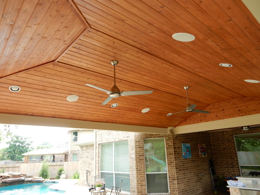 Inspiration for a rustic pool remodel in Houston