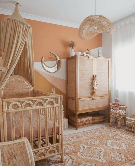 chambre bebe mixte terracotta - kids interiors