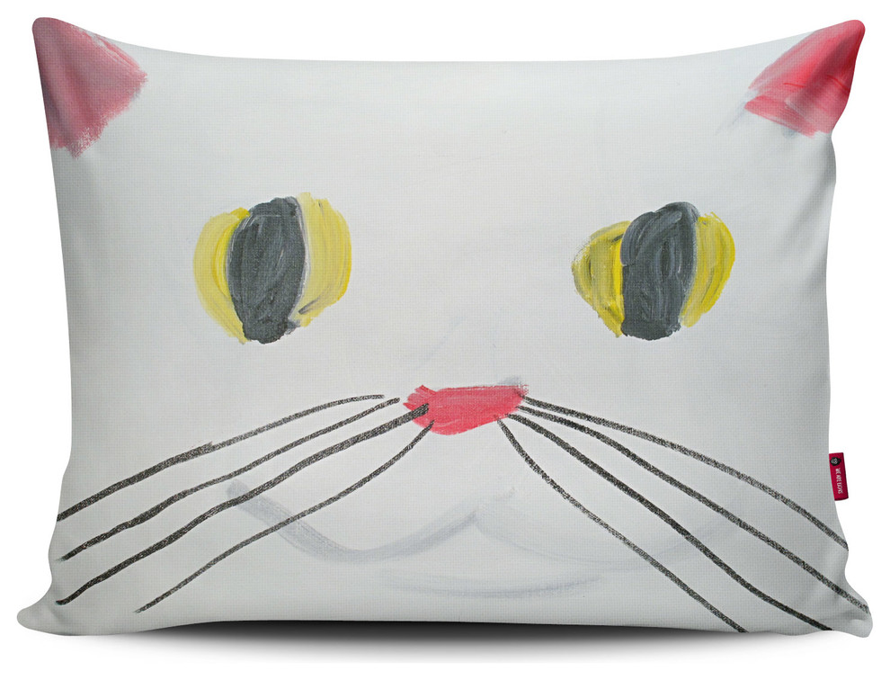 14"x20" Double Sided Pillow, "White Cat" by Ruby Bradford