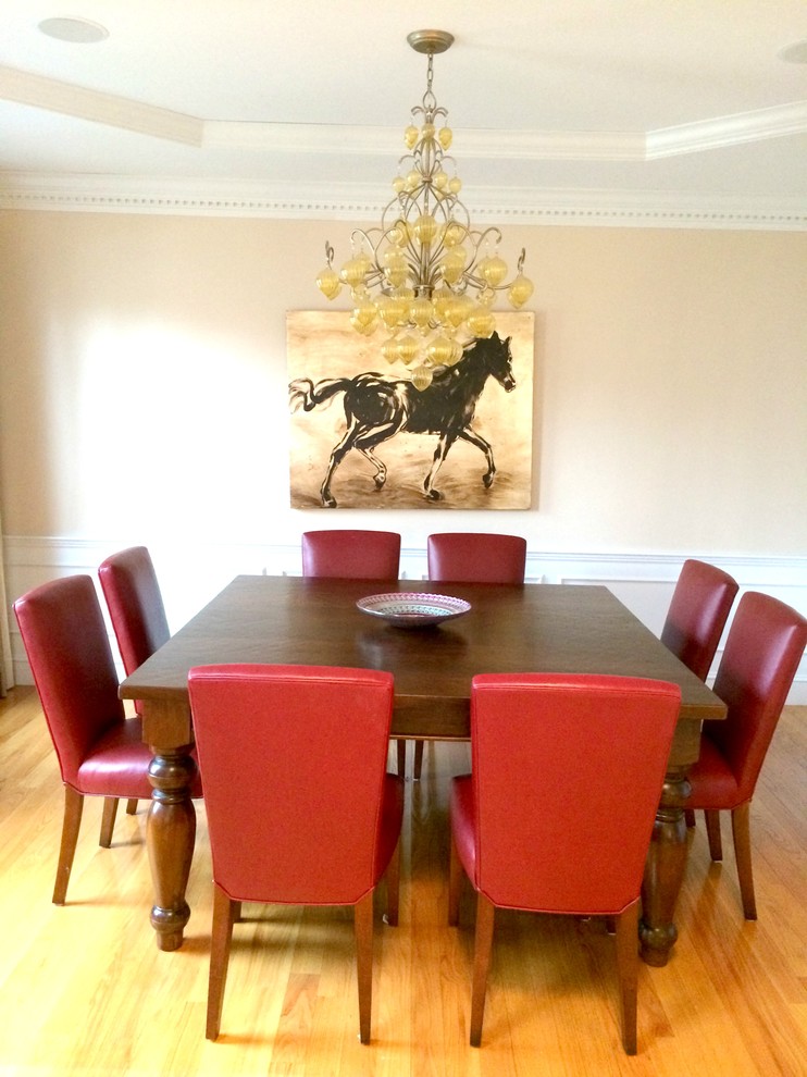 Design ideas for a contemporary dining room in Boston.