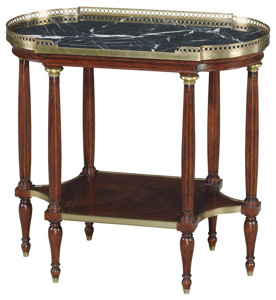 Louis XVI Marble Top Mahogany Lamp Table
