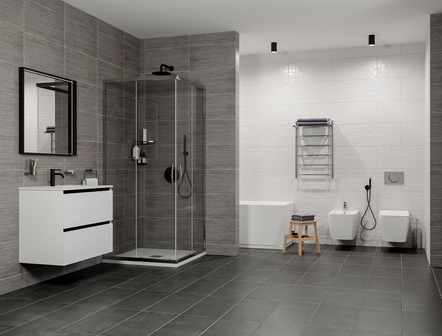 Выразительная и не скучная ванна в стиле минимализм